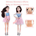 11.8''/30cm Movable Joints Pregnant Dolls Mom With 2 Babies On Her Tommy Modern Dress Princess Doll Educational Interactive Toy.
