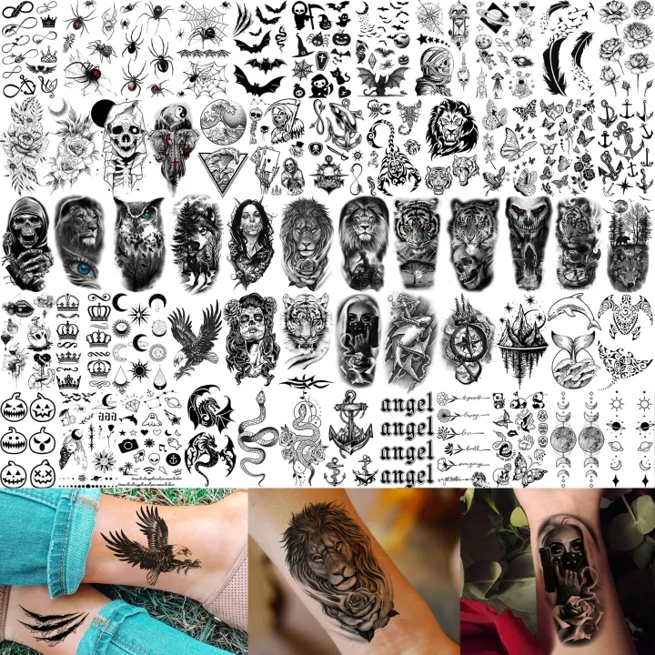 71%20Sheets%20Skull%20Lion%20Dragon%20Flowers%20Temporary%20Tattoos%20For%20Adults%20Old%20School%20Fake%20Tattoo%20Stickers%20Tiger%20Wolf%20Temp%20Tatoos%20Body%20Art%20-%20Image%207