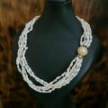 Vintage freshwater rice pearls necklace. Multi-strands freshwater pearl.... 