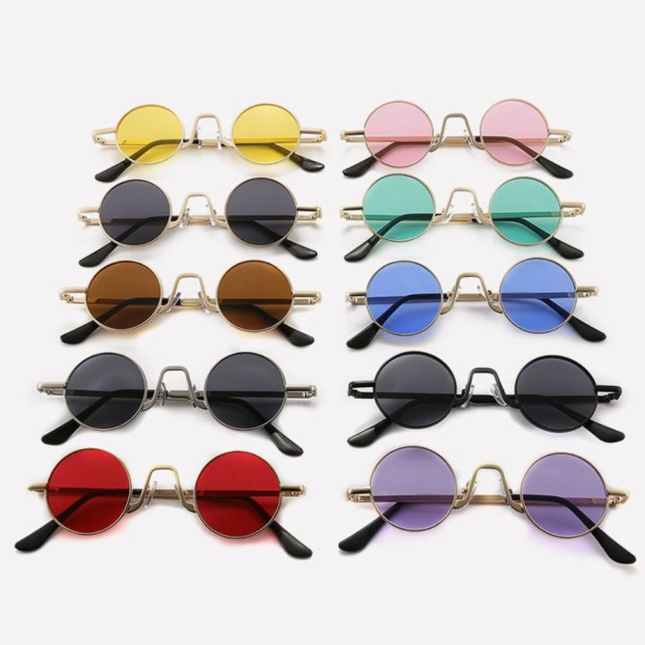Metal Hippie Sun Glasses UV400 Protection Punk Eyewear Small Round Sunglasses for Women & Men Circle Retro Shades Sunglasses