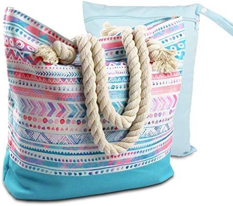 Beach%20Bag%20Womens%20Large%20Summer%20Canvas%20Tote%20Bags%20Rope%20Handle%20Aztec%20Pattern%20Airee%20Fairee(F_loverS)%20-%20Image%204