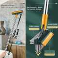 3 in 1 Tiles cleaning brush with long handle and wipers,180° rotating for bathroom floor cleaning. 