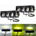 Motorcycle LED Hood Light with Motorcycle Fog Light - 4 Lens Ultra Bright, Dual Color Yellow/White, Flash Mode, 12-80V Universal Light for Bike, Car, Truck, Super Bright, Waterproof, Aluminum Body. 