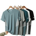 Running T-shirt Men Summer Ice Silk Thin Top Reflective Printing Quick Dry Short Sleeve Breathable Fitness Sports T-shirt 5XL. 