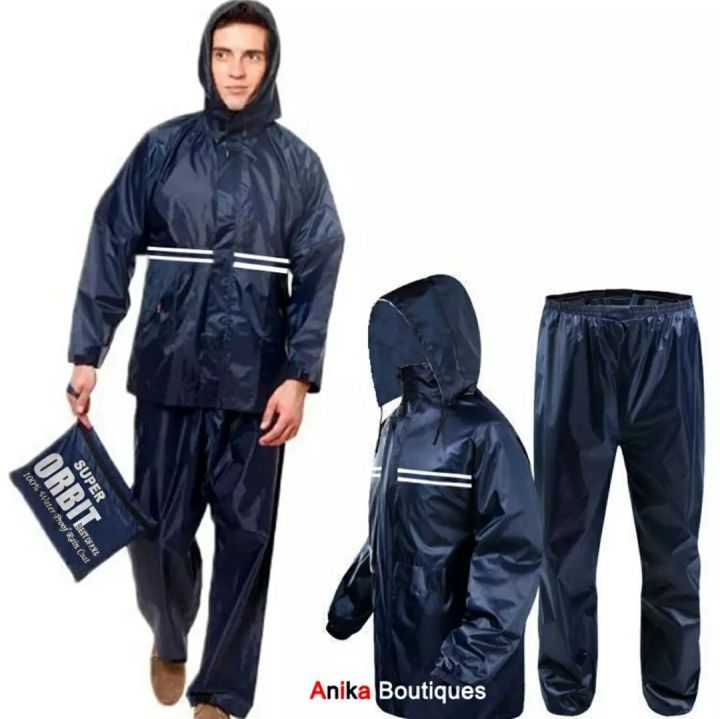 black raincoat with heavy tousar for men waterproof