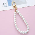 Vintage Korean Fashion Pearl Keychain Women Girl Gold Metal Chain Key Ring. 