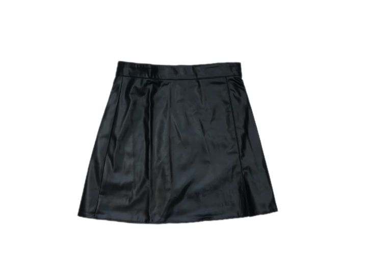 Synthetic%20Leather%20Skirt%20with%20Slit%20for%20Women%20-%20Image%202