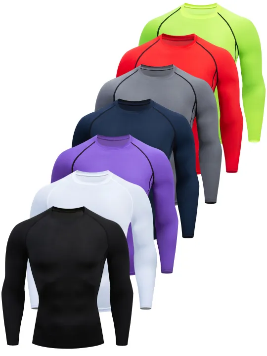 Men's Compression Shirts: Get Fit Fast With Long Sleeve Athletic Workout Tops!