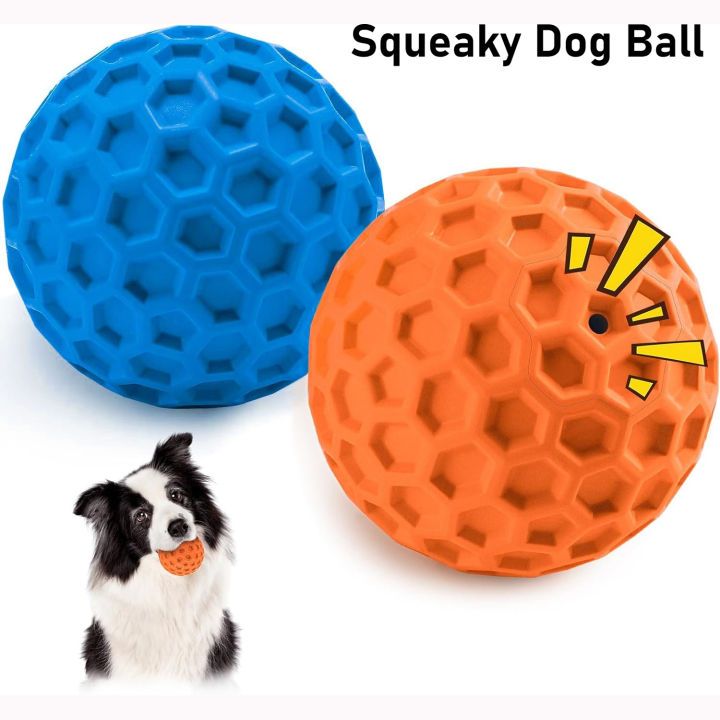 1-2Pcs Indestructible Squeaky Dog Toys Interactive Dog Balls Natural  Puppy Ball for Dog Chew Toys Random Color