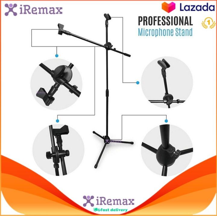Iremax microphone stand, microphone stand, condenser microphone stand, high-low adjustment, 105-185 m Folding lightweight handheld boom microphone stand condenser microphone stand