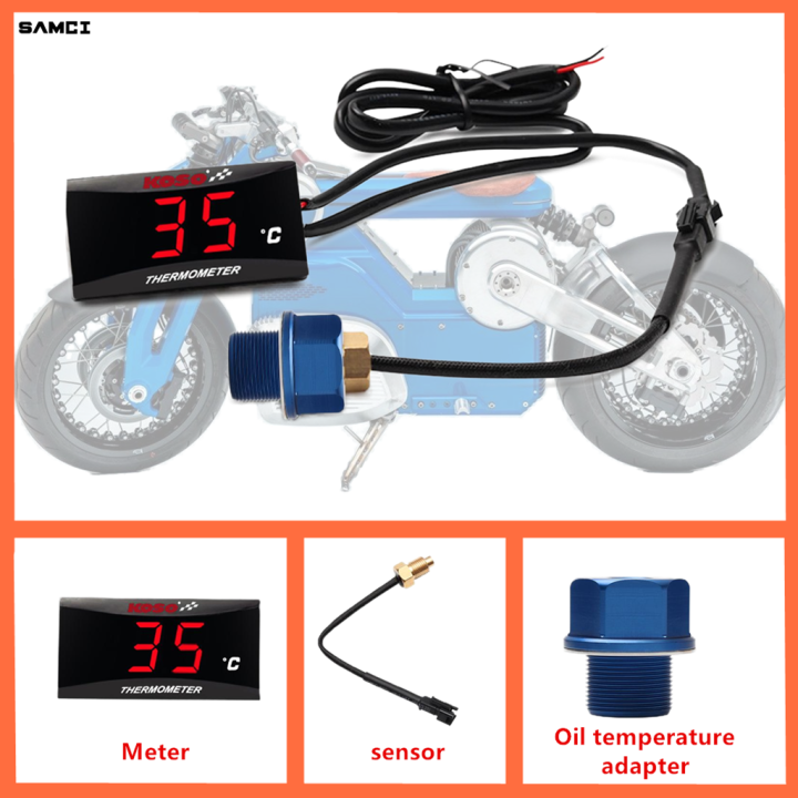 KOSO Oil Temperature Gauge Motorcycle Universal Oil Temperature Sensor LCD Digital Screen Mini Meter