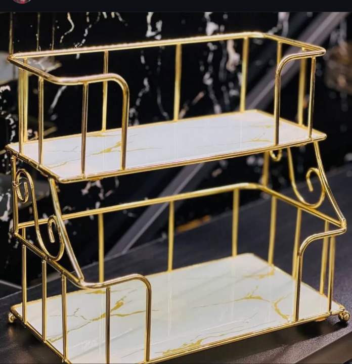 Bathroom Vanity Tray Metal Cosmetic Shelf Organizer for Counter Kitchen Sink