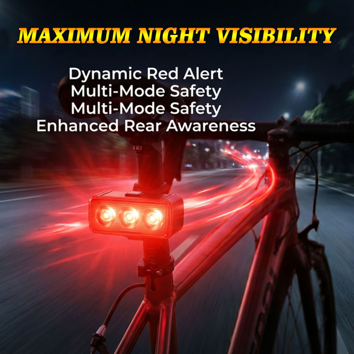 Bike Light COB Front Rear Bicycle Lights LED USB Rechargeable Mountain ...