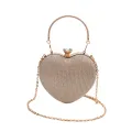 Evening Clutch Bag Women Bag Shiny Handbag Heart Shape Metal Clutches Bag Fashion Chain Shoulder Crossbody Bag Luxury Lady Purse. 