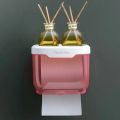 Wall Mounted Toilet Paper Holder Waterproof Tissue Box with Shelf Bathroom Organizer Kitchen Multi Purpose Storage Dispenser. 