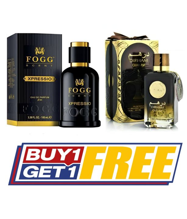 Pack of 2 perfumes for men and women best unisex perfumes black Fog & Dirham perfume long lasting perfumes bold perfume and arabic perfume imrpession good fragrance and scent branded perfumes deal buy 1 get 1 free combo pack best gift set for girls & boy