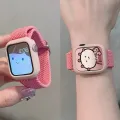 Korean Cute Braied Strap + Case For Apple Watch Band 49mm 41mm 45 44 38 42 Nylon Bracelet For iWatch Series 9 8 7 6 5 4 3 SE 40. 