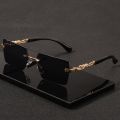 1pc Rimless Sunglasses Rectangle Women Men Shades Small Square Sun Glasses For Female Male Beach Vacation Travel Eyewear.