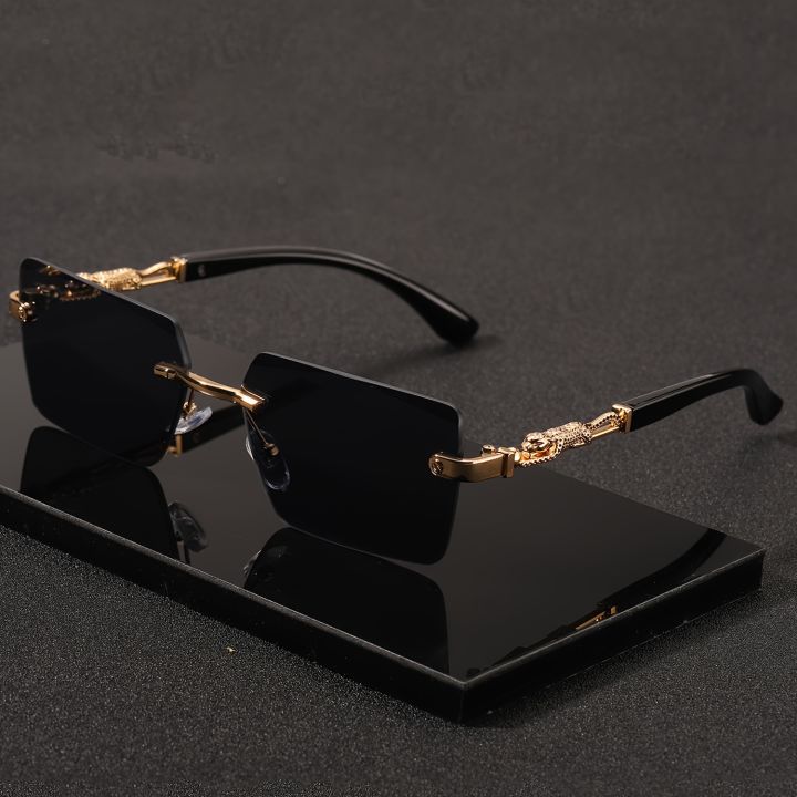 1pc Rimless Sunglasses Rectangle Women Men Shades Small Square Sun Glasses For Female Male Beach Vacation Travel Eyewear