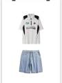 Polo shirt set + Korean-style fashion men's shorts. 