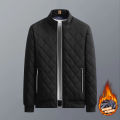 Autumn Winter Bomber Jacket Men Diamond Pattern Fleece Lined Casual Jacket Men Fashion Clothing 2026 Brand New Slim Fit Coat. 