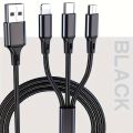 3 in 1 120W Type C Micro USB Data Cable Fast Charging Liquid Silicon Universal for All Smartphones 1.2m. 