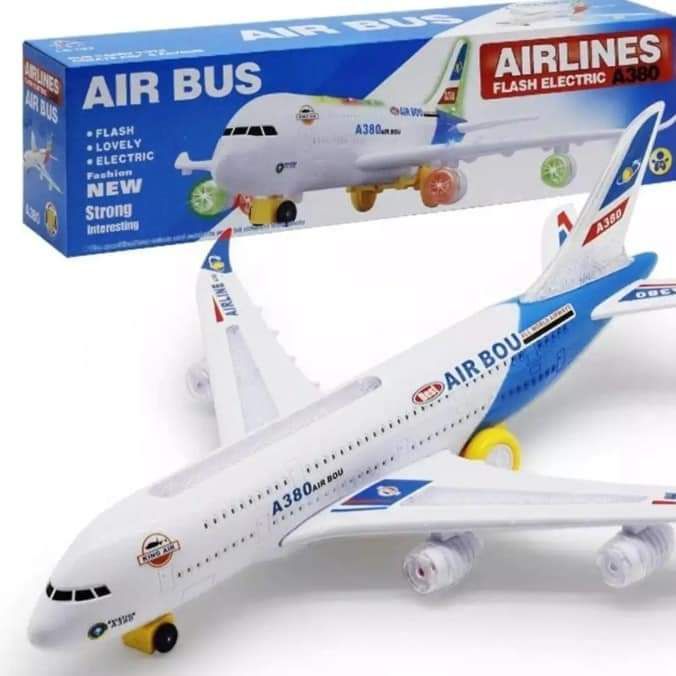 A380 Airplane Toys Passenger Plane Toy Model with Lights & Music Bump & Go Gift