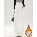Winter Girls Thermal Fleece High Waist Jeans Lady Snow Warm Plush Denim Pants Women Classic Fashion Straight Leg Trousers.