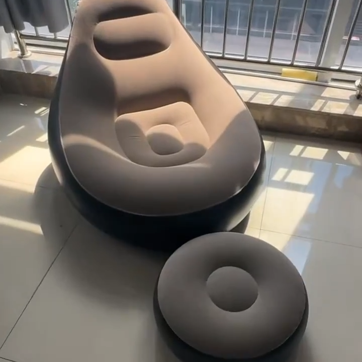 Deflating Chair Inflatable Air Sofa Chair with Footrest, Portable Folding Waterproof ...