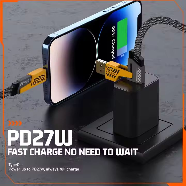 Nylon%20Braided%20Zinc%20Alloy%20Material%20Hot%20Selling%20High%20Quality%20Pd%2027W%20to%2065W%204%20in%201%20Usb%20Fast%20Charging%20Data%20Cable%20for%20Iphone%20-%20Image%204