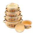5 pcs Set Golden Enamel Cast Iron Cookware Casserole set enamel cook tool pot With Best quality. 