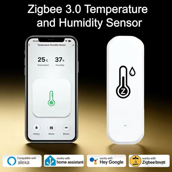 Zigbee 3.0 Temperature Humidity Sensor Thermometer Hygrometer APP ...