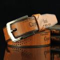 Men's Leather Belt Letter Print Luxury Classic Buckle Business Cowboy Vintage Waistband Alloy Belts.