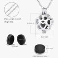 Pet Cremation Jewelry For Ashes For Dog Paw Stainless Steel Memorial Locket Urn Necklace Inside Mini Case Keepsake Cremation. 