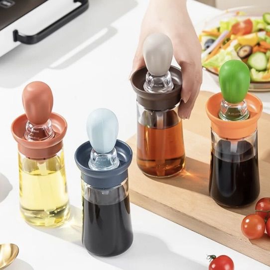 180ml - 2in1 Oil Bottle & Brush With 9ml Storage Tank, Oil Bottle Brush Glass Bottle Silicone Brush With Dropper Measuring Distributor, Oil Dispenser, Oil Bottle Oil Brush, Removable Oil Dispenser Bottle Kitchen Tool