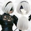NieR: Automata 2B 9S Anime Cos Wig Silver Grey Short Straight Cosplay Synthetic Wig YoRHa No.9 Model S Wig. 