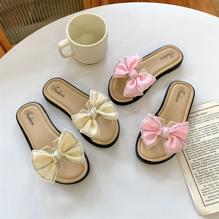 2026%20New%20Bow%20Flats%20Open%20Toe%20Slide%20Sandals%20Non-slip%20Flip%20Flops%20Children%20Home%20Slippers%20Kids%20Girls%20Summer%20Cute%20Beach%20Slippers%20Shoe%20-%20Image%202