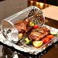 Rotisserie Basket 360-Degree Rotating for Air Fryer & Oven, Stainless Steel, Movable Door for Home Bakers & Grill Enthusiasts.