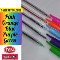 Two Packs TEN Multicolor Ball Pens (5 Vibrant Colours). 