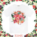 Iconic Fleming T-SHIRT #5666 Flamingo floral print T-shirt women's clothing women's T shirt men T-shirt fashion T shirt White. 