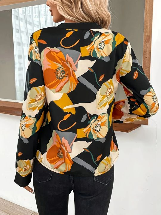 Plus%20Size%201XL-5XL%20New%20Women%20%20Spring/Summer%20Fashion%20Contrast%20Printed%20V-neck%20Long%20Sleeved%20Shirt%20Ladies%20Casual%20Commuter%20Shirt%20-%20Image%204