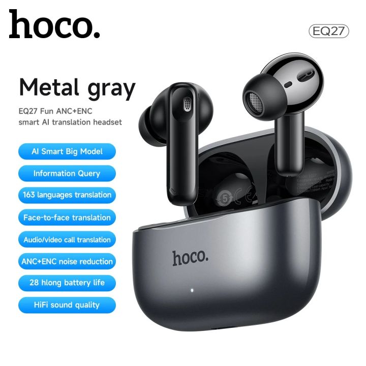 Hoco EQ27 AI Translation Earbuds – ANC+ENC Noise Cancelling Bluetooth Earphones with Touch Control