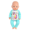 Doll Clothes Cute Unicorn Doll Pajamas For American 18 inch Girl Doll Animal Clothes Suit For 43 cm Baby New Born,Russia Doll. 