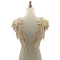 1Pair Gold Brown Embroidery Angel Wing Applique Sewing Flower Collar Patch for Wedding Party Gown Bridal Dress DIY Crafts. 