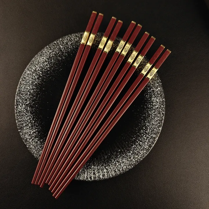 5/10%20Pairs%20Red%20Chinese%20Chopsticks%20Reusable%20Square%20Food%20Chopsitcks%20Light%20Luxury%20Alloy%20Chopsticks%20Hotel%20Restaurant%20Alloy%20Tableware%20-%20Image%205