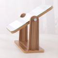 Dresser Vanity Mirror with Natural Wood Stand, 1x 360 Degree Rotating Magnifying Mirror, Portable Table Countertop Mirror Bathr. 