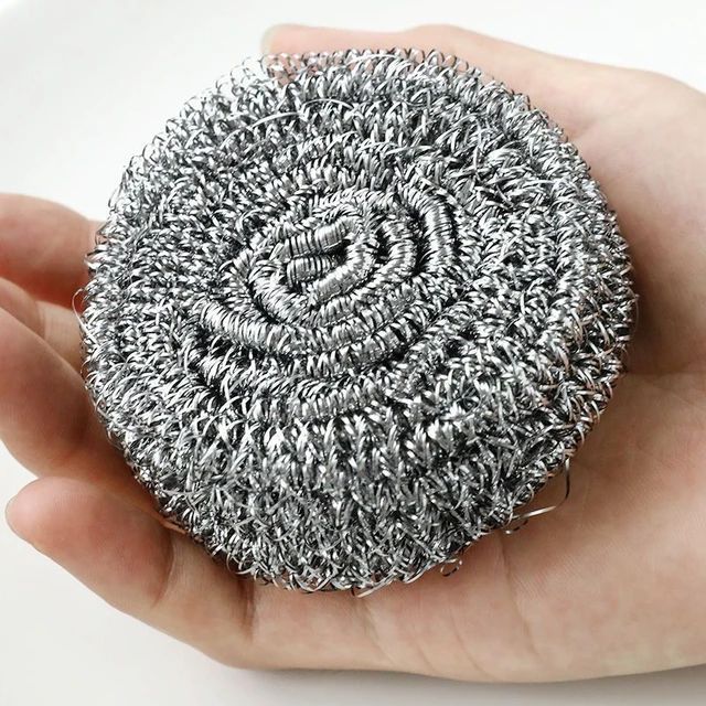 Stainless Steel Scourer Dish Washing Soldering Iron Tip Cleaning Rust Removing Metal Sponge Scouring Pad Spiral Scrubber
