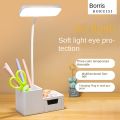 Table Lamp Gift Pen Holder Eye Care Rechargeable LED Night Lamp Bedroom Bedside Reading Lamp Storage Drawer Table Lamp. 