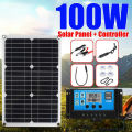 100W 12V Protable Solar Panel Kit With 60A Solar Charge Controller 2 USB Ports Outdoor Protable Moblie Phone Charger Outdoor.