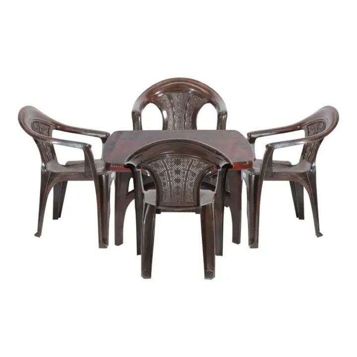 Bagmati Plastic Rectangular Shape Dining Set With 4 Pcs Chair
